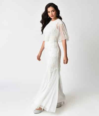 white flapper wedding dress