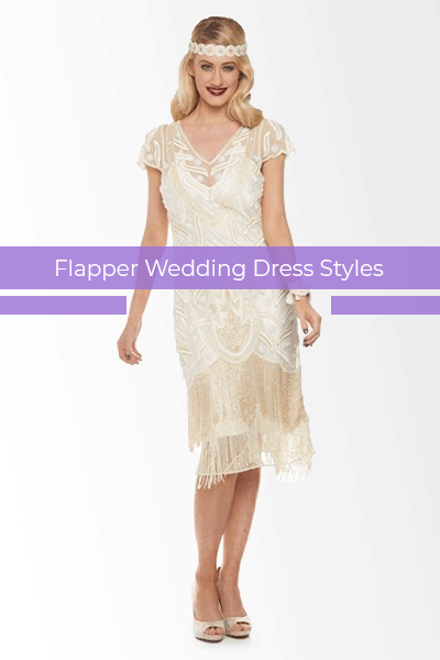 white flapper wedding dress