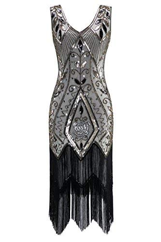 Short Great Gatsby Dress with fringe for 1920s fancy dress party