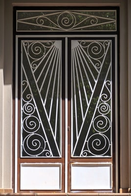 Metal ornate art deco door