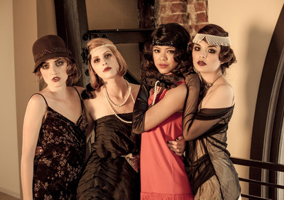 Group of girls wearing Gatsby themed costumes